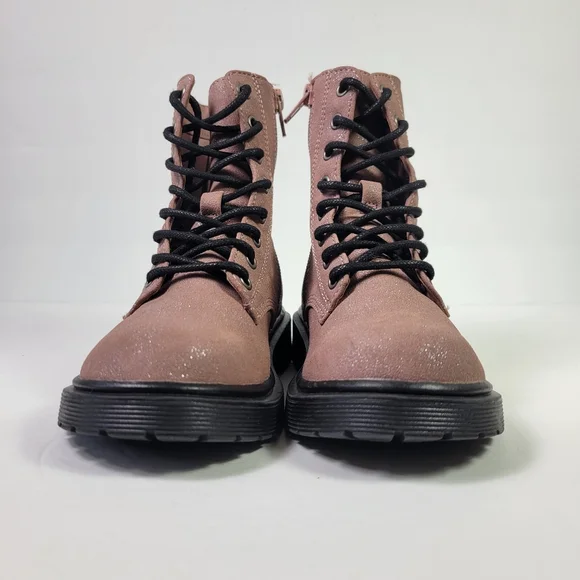 Steve Madden Girls Mauve Pink Shimmer Side Zip Up Boots Sz 12M - Picture 3 of 9